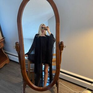 HAODUOYI Black Lace Overlay Dress